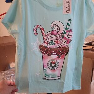 Girls  Milkshake Graphic Tee - blue Girl's Size M  7/8